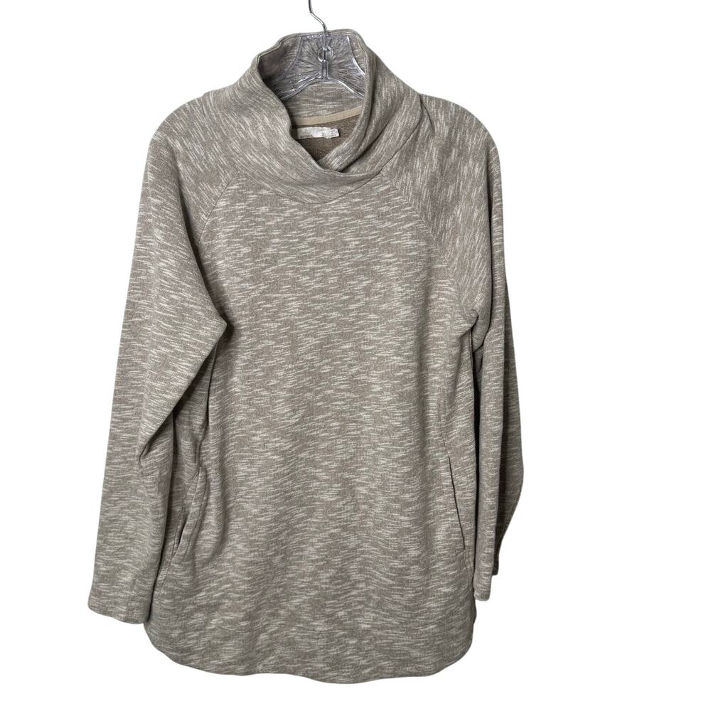 Prana Heathered Taupe Scoop-Neck Pullover